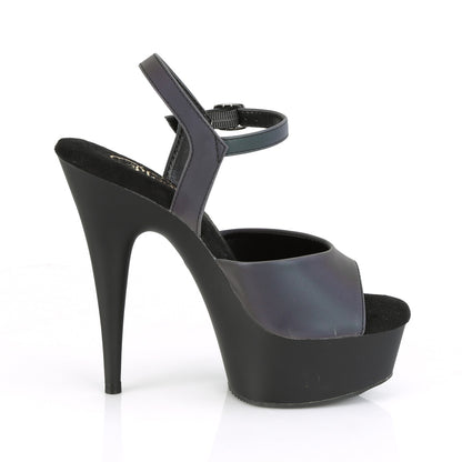 DELIGHT-609REFL *6" Heel, 1 3/4" PF Ankle Strap Sandal w/Reflective Effect
