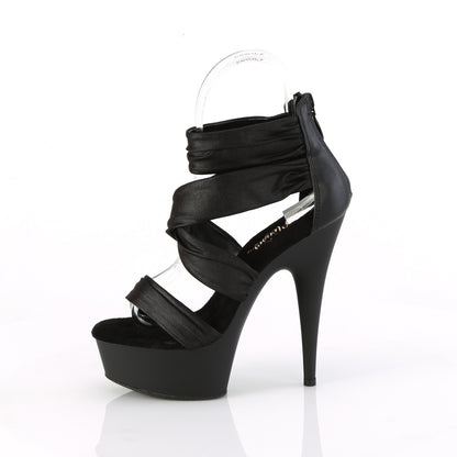 DELIGHT-620 6" Heel, 1 3/4" PF Ruched Ankle Strap Sandal, Back Zip