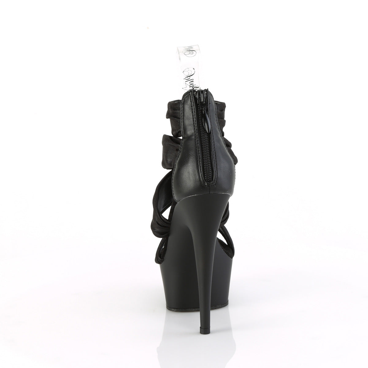 DELIGHT-620 6" Heel, 1 3/4" PF Ruched Ankle Strap Sandal, Back Zip