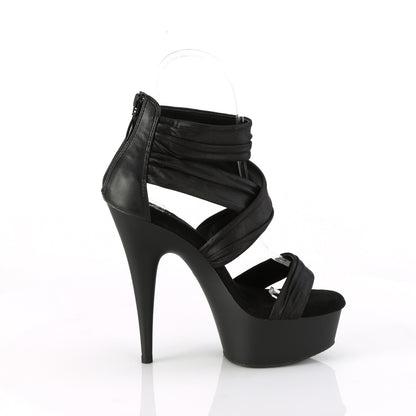 DELIGHT-620 6" Heel, 1 3/4" PF Ruched Ankle Strap Sandal, Back Zip
