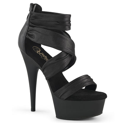 DELIGHT-620 6" Heel, 1 3/4" PF Ruched Ankle Strap Sandal, Back Zip
