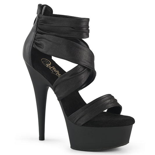 DELIGHT-620 6" Heel, 1 3/4" PF Ruched Ankle Strap Sandal, Back Zip