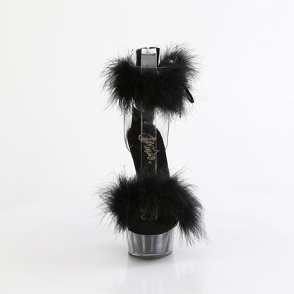 DELIGHT-624F 6" Heel, 1 3/4" PF Marabou Fur Ankle Cuff Sandal, Back Zip