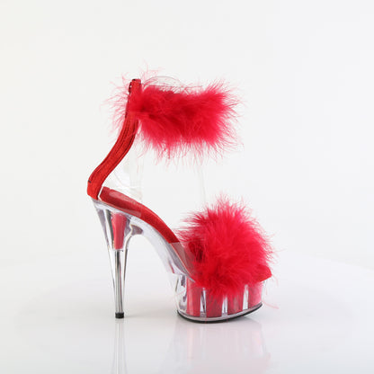 DELIGHT-624F 6" Heel, 1 3/4" PF Marabou Fur Ankle Cuff Sandal, Back Zip