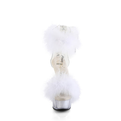 DELIGHT-624F *6" Heel, 1 3/4" PF Marabou Fur Ankle Cuff Sandal, Back Zip