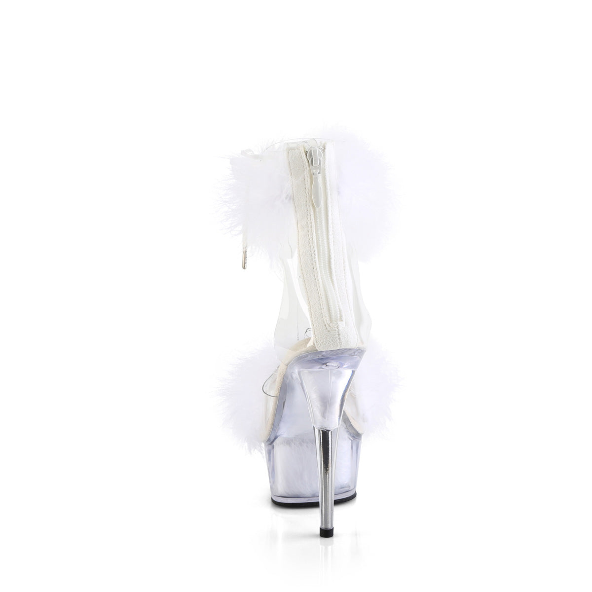 DELIGHT-624F *6" Heel, 1 3/4" PF Marabou Fur Ankle Cuff Sandal, Back Zip