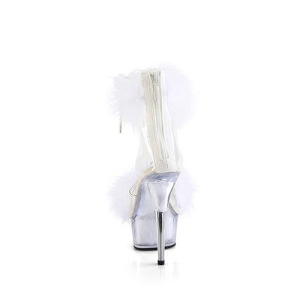 DELIGHT-624F *6" Heel, 1 3/4" PF Marabou Fur Ankle Cuff Sandal, Back Zip
