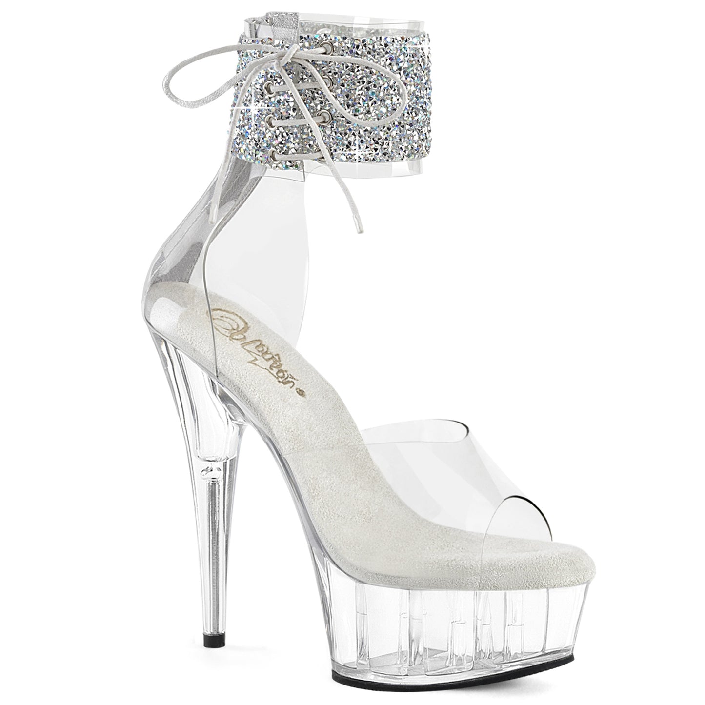 DELIGHT-624RS-02 *6" Heel, 1 3/4" PF RS Ankle Cuff Sandal, Back Zip