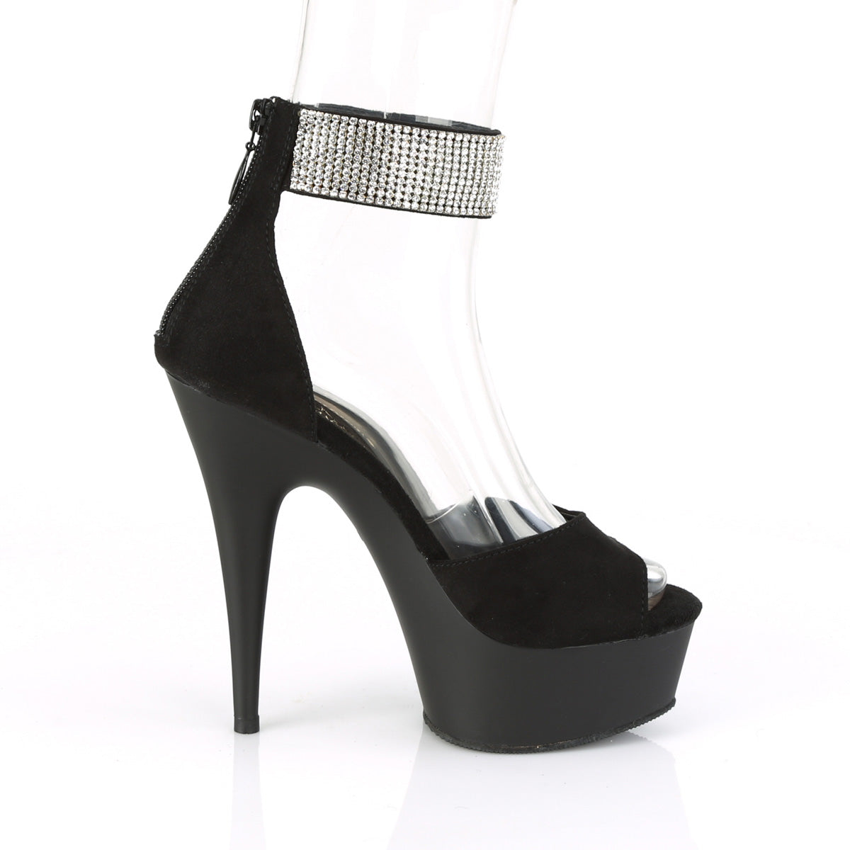 DELIGHT-625 6" Heel, 1 3/4" PF d'Orsay Sandal w/ RS, Back Zip