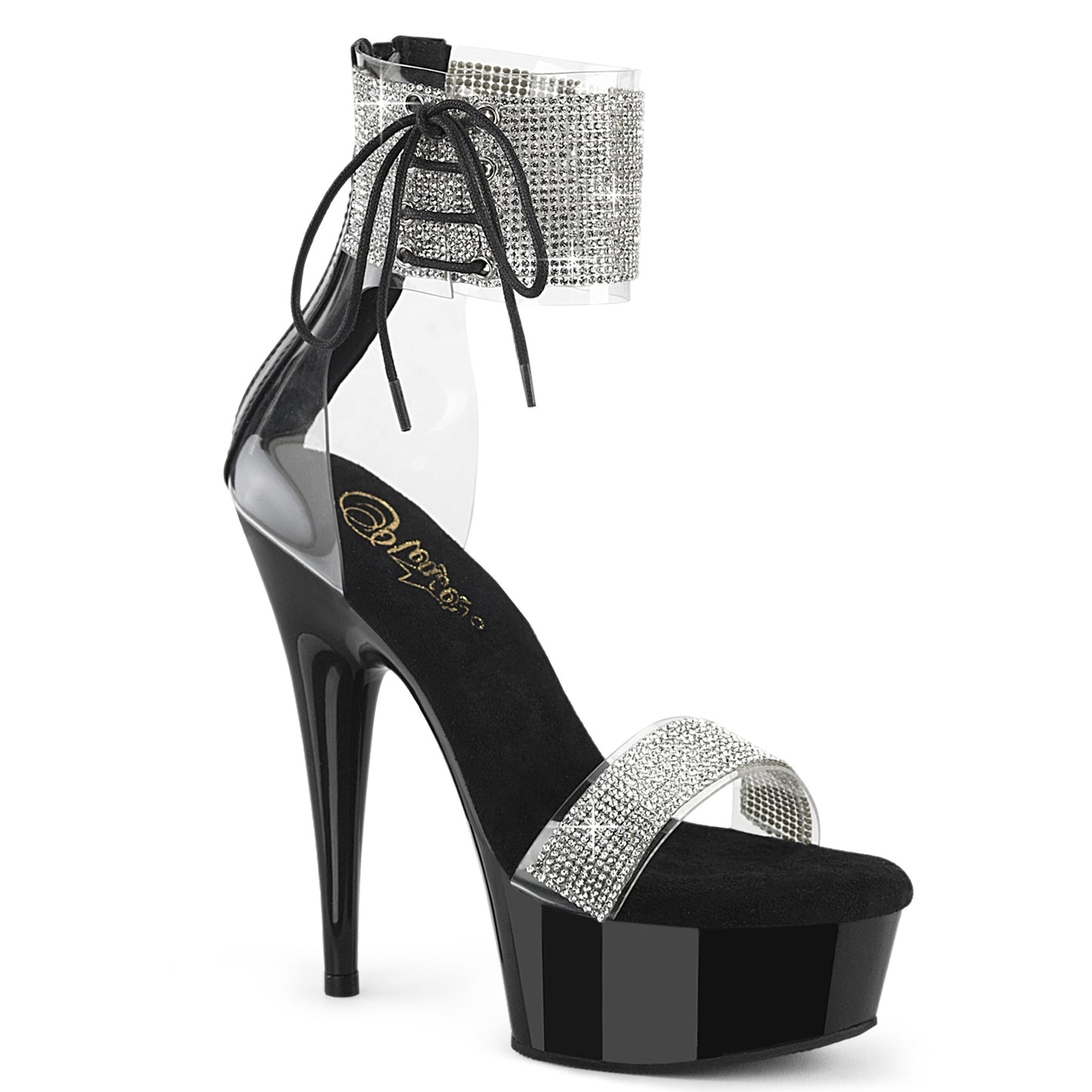 DELIGHT-627RS 6" Heel, 1 3/4" PF Ankle Cuff Sandal w/RS, Back Zip