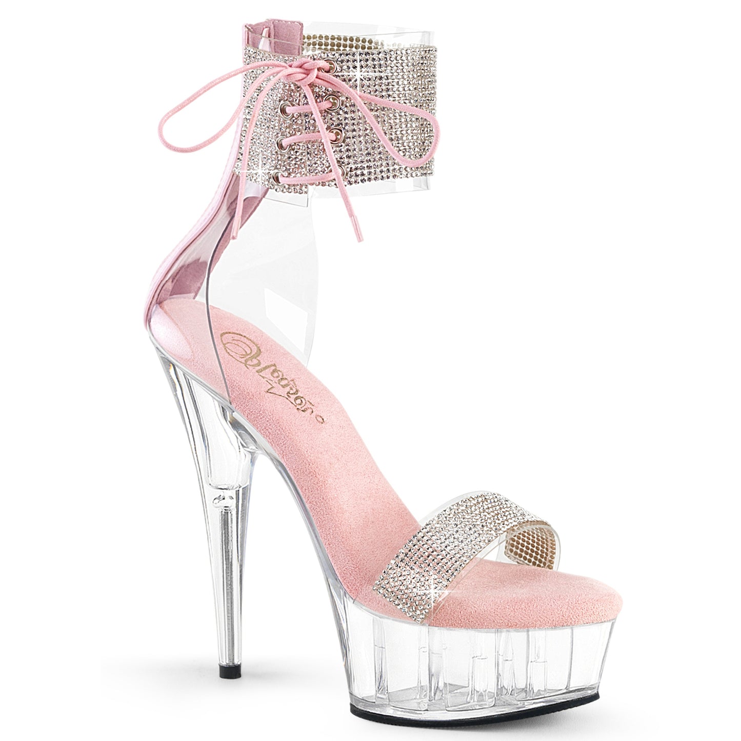DELIGHT-627RS 6" Heel, 1 3/4" PF Ankle Cuff Sandal w/RS, Back Zip