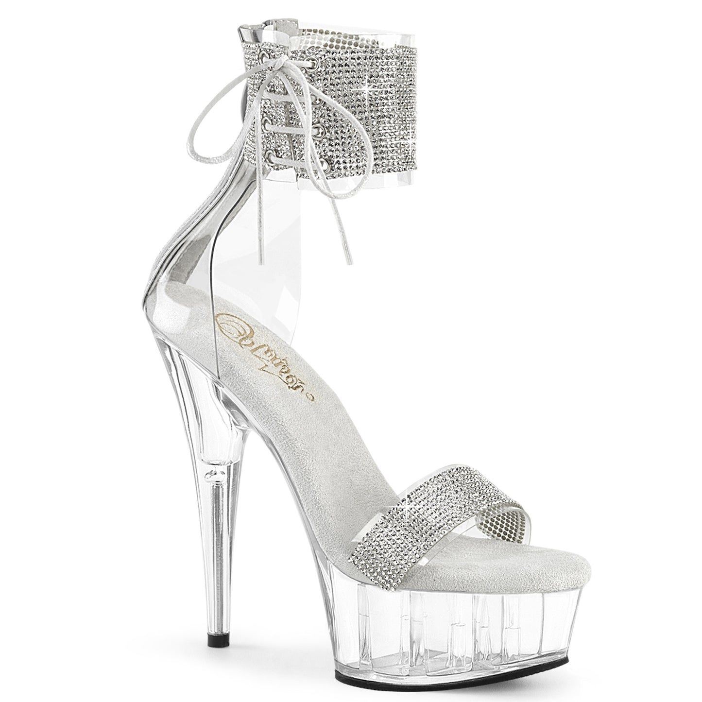 DELIGHT-627RS 6" Heel, 1 3/4" PF Ankle Cuff Sandal w/RS, Back Zip