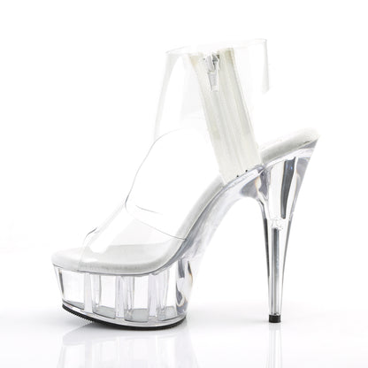 DELIGHT-633 *6" Heel, 1 3/4" PF T-Strap Bootie Sandal, Back Zip