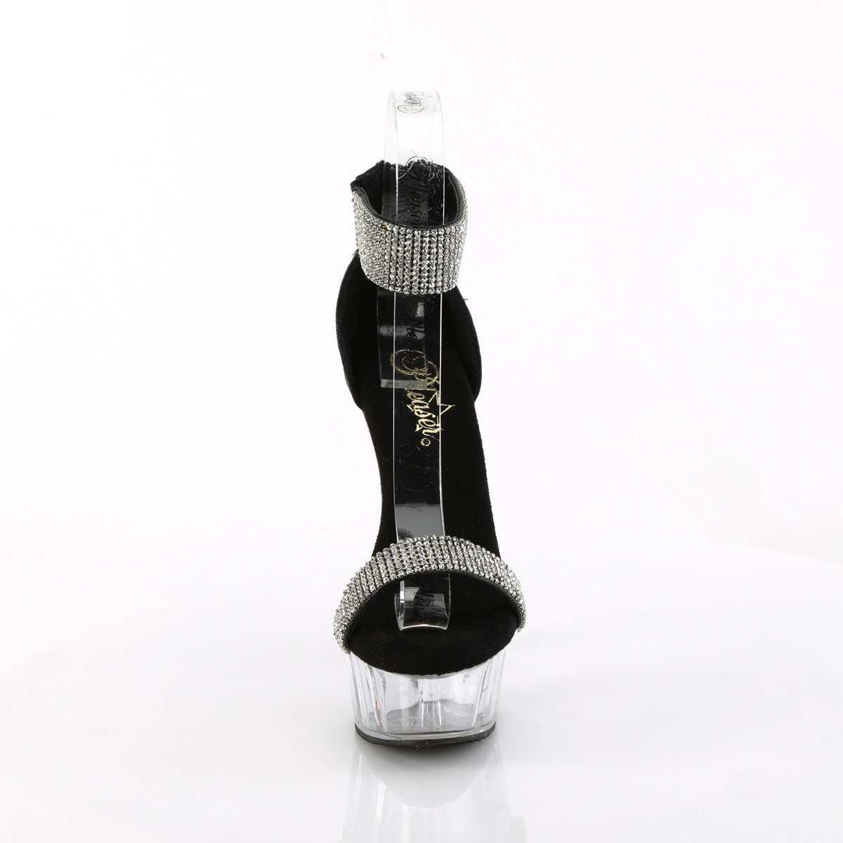 DELIGHT-641 6" Heel, 1 3/4" PF Rhinestoned Close Back Sandal, Back Zip