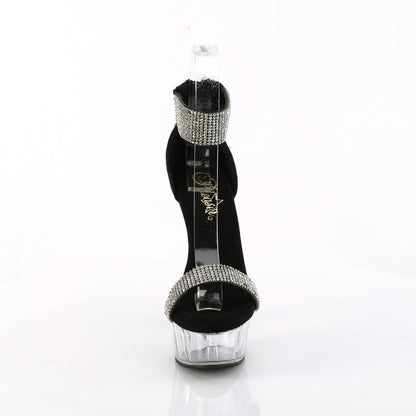 DELIGHT-641 6" Heel, 1 3/4" PF Rhinestoned Close Back Sandal, Back Zip