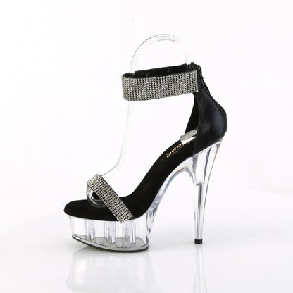 DELIGHT-641 6" Heel, 1 3/4" PF Rhinestoned Close Back Sandal, Back Zip