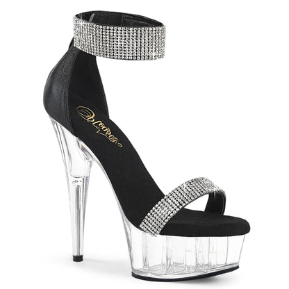 DELIGHT-641 6" Heel, 1 3/4" PF Rhinestoned Close Back Sandal, Back Zip