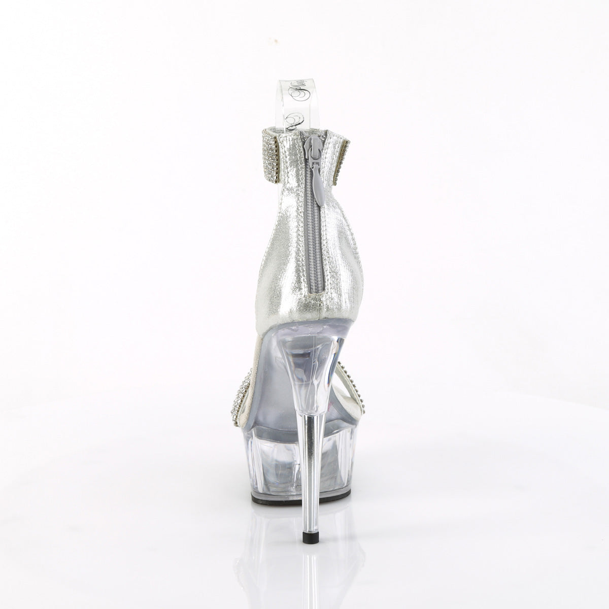 DELIGHT-641 6" Heel, 1 3/4" PF Rhinestoned Close Back Sandal, Back Zip
