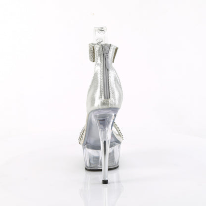 DELIGHT-641 6" Heel, 1 3/4" PF Rhinestoned Close Back Sandal, Back Zip