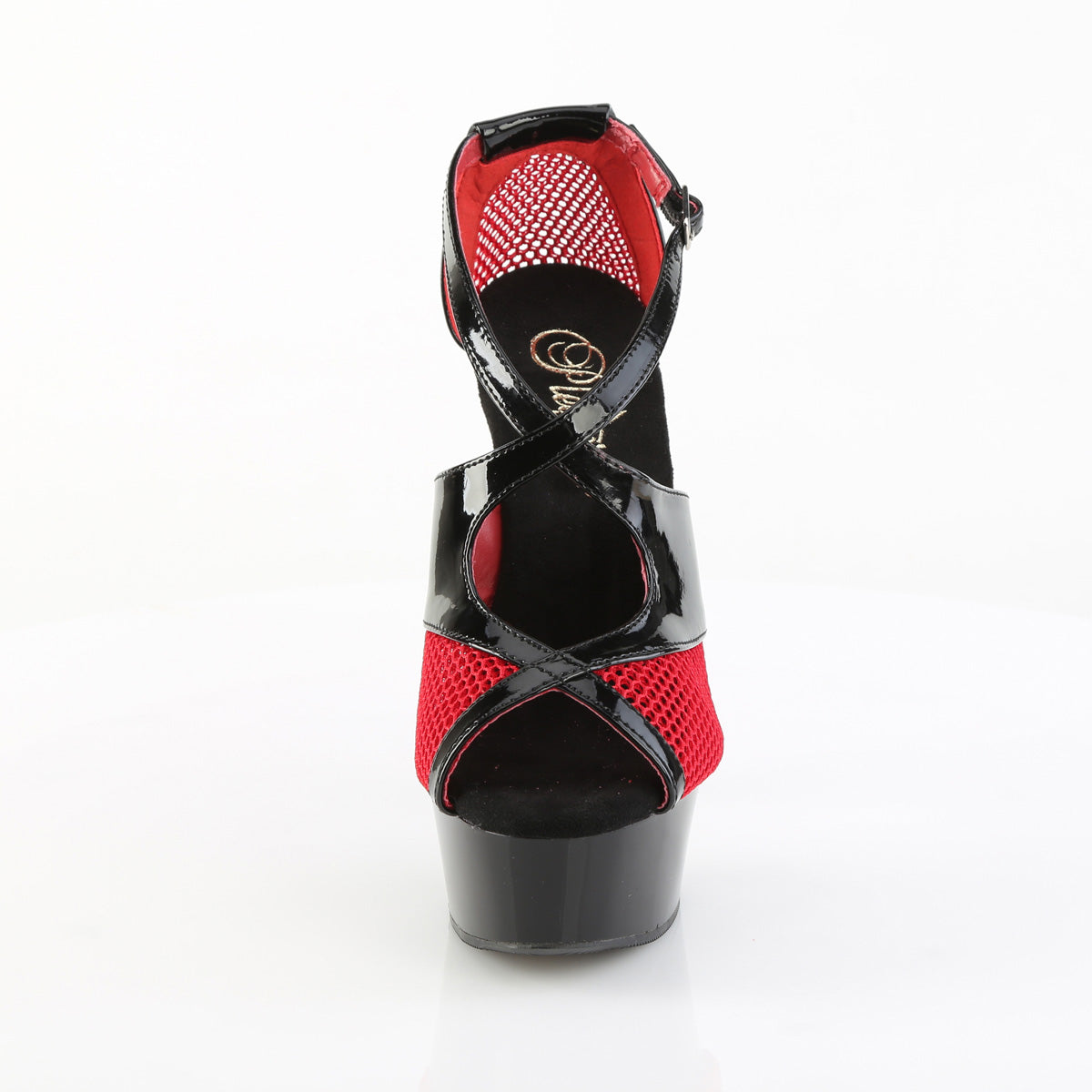 DELIGHT-652-1 *6" Heel, 1 3/4" PF Two Tone Peep Toe Criss-Cross Sandal