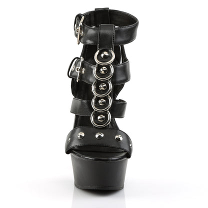 DELIGHT-658 6" Heel, 1 3/4" PF Strappy T-Strap Close Back Sandal