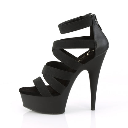 DELIGHT-659 6" Heel, 1 3/4" PF Double Criss Cross Sandal, Back Zip