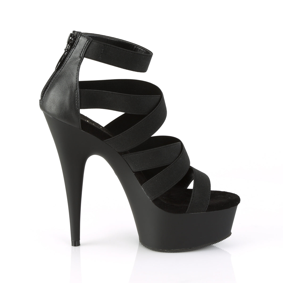 DELIGHT-659 6" Heel, 1 3/4" PF Double Criss Cross Sandal, Back Zip
