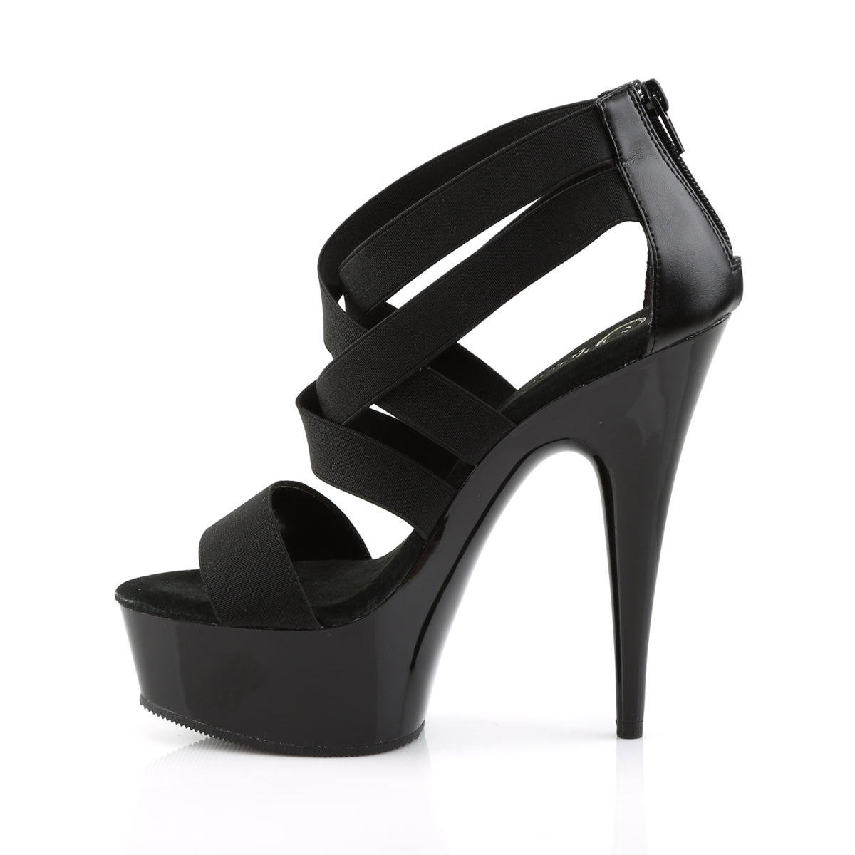 DELIGHT-669 6" Heel, 1 3/4" PF Cross Close Back Sandal, Back Zip