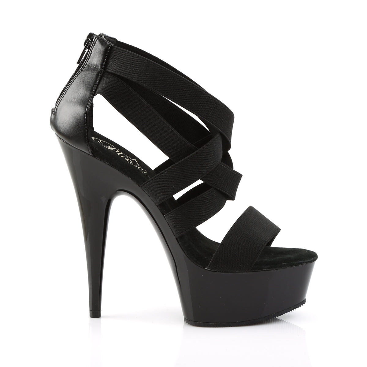 DELIGHT-669 6" Heel, 1 3/4" PF Cross Close Back Sandal, Back Zip