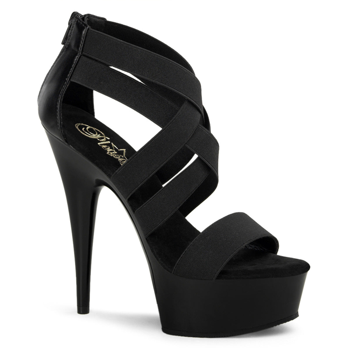 DELIGHT-669 6" Heel, 1 3/4" PF Cross Close Back Sandal, Back Zip
