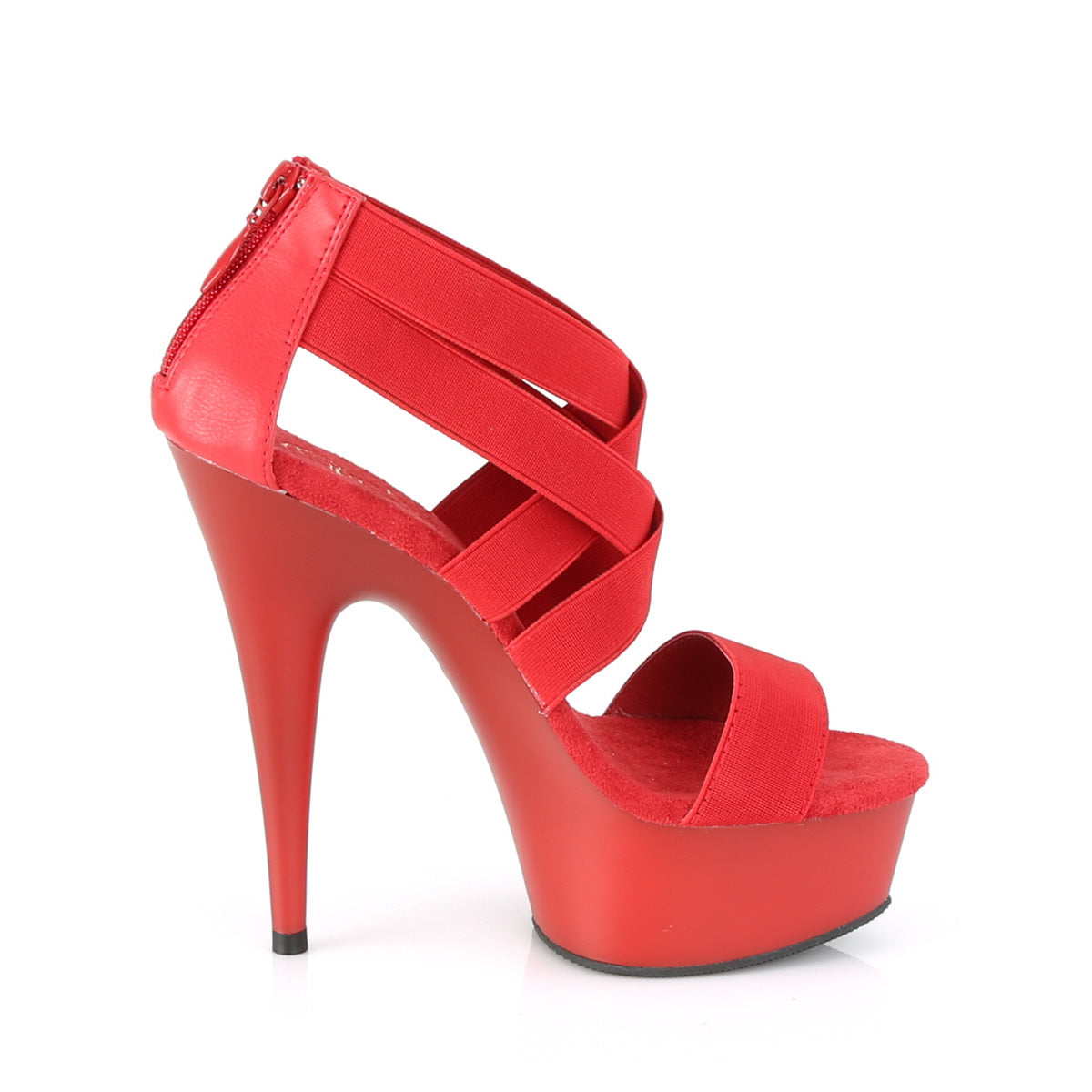 DELIGHT-669 6" Heel, 1 3/4" PF Cross Close Back Sandal, Back Zip