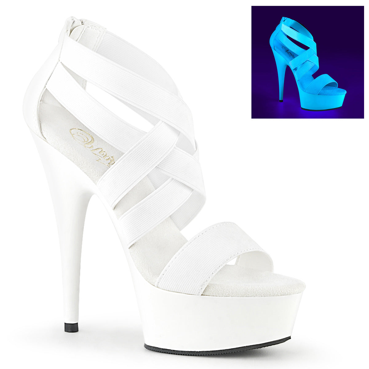 DELIGHT-669 *6" Heel, 1 3/4" PF Criss Cross Sandal, Back Zip