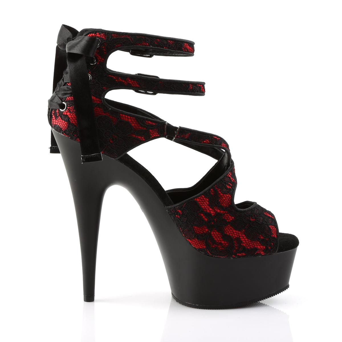 DELIGHT-678LC 6" Heel, 1 3/4" PF Criss Cross Double Ankle Strap Sandal