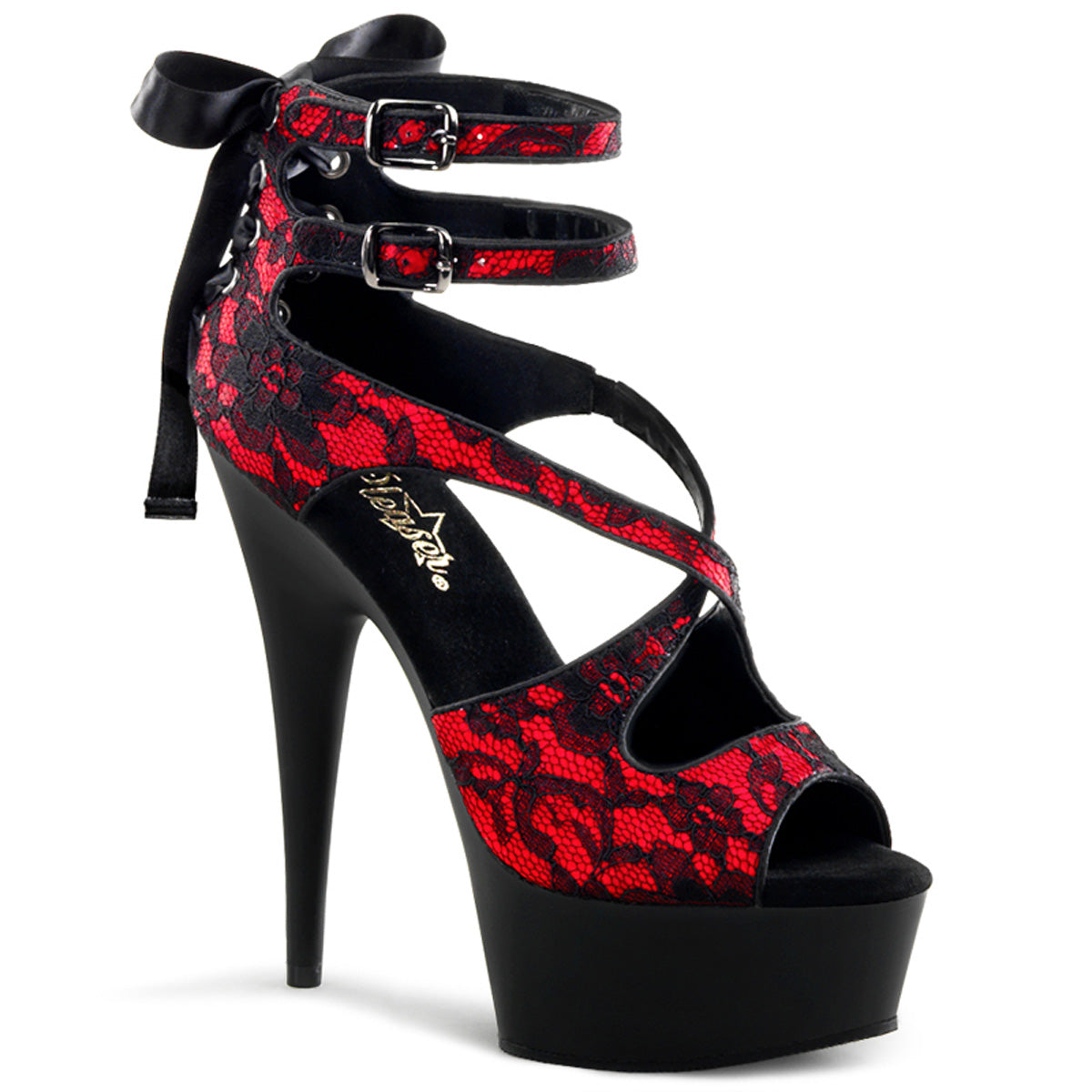 DELIGHT-678LC 6" Heel, 1 3/4" PF Criss Cross Double Ankle Strap Sandal