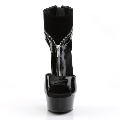 DELIGHT-690 *6" Heel, 1 3/4" PF Peep Toe T-Strap Sandal Bootie, Back Zip
