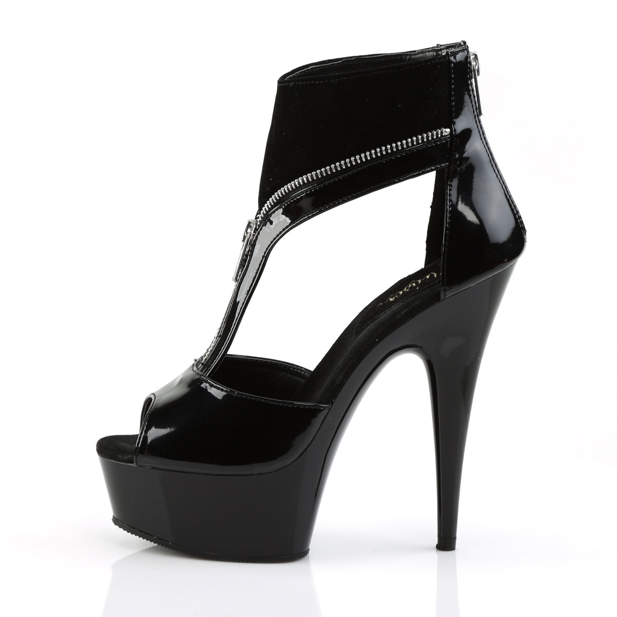 DELIGHT-690 *6" Heel, 1 3/4" PF Peep Toe T-Strap Sandal Bootie, Back Zip