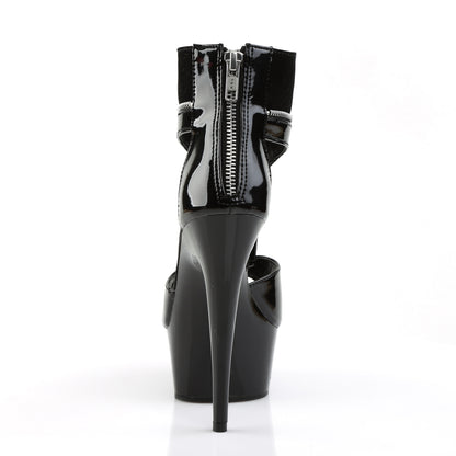 DELIGHT-690 *6" Heel, 1 3/4" PF Peep Toe T-Strap Sandal Bootie, Back Zip