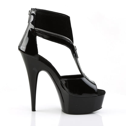 DELIGHT-690 *6" Heel, 1 3/4" PF Peep Toe T-Strap Sandal Bootie, Back Zip