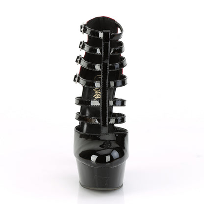DELIGHT-695 *6" Heel, 1 3/4" PF Two Tone Buckled Strappy Cage Bootie