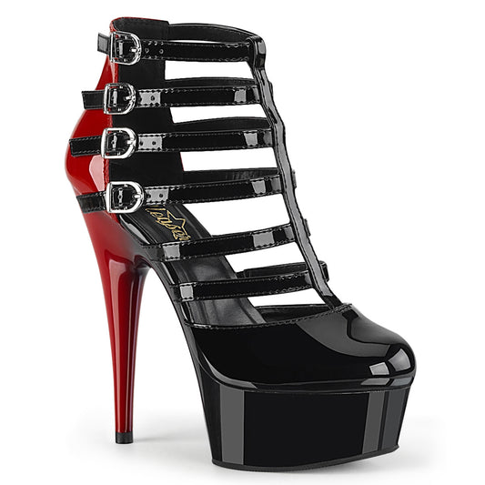 DELIGHT-695 *6" Heel, 1 3/4" PF Two Tone Buckled Strappy Cage Bootie