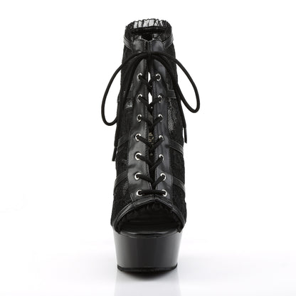 DELIGHT-696LC 6" Heel, 1 3/4" PF Lace Up Open Toe Open Back Bootie