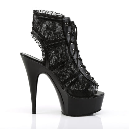 DELIGHT-696LC 6" Heel, 1 3/4" PF Lace Up Open Toe Open Back Bootie