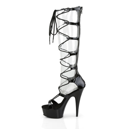 DELIGHT-698 6" Heel Lace-Up P/F Sandal, Back Zip