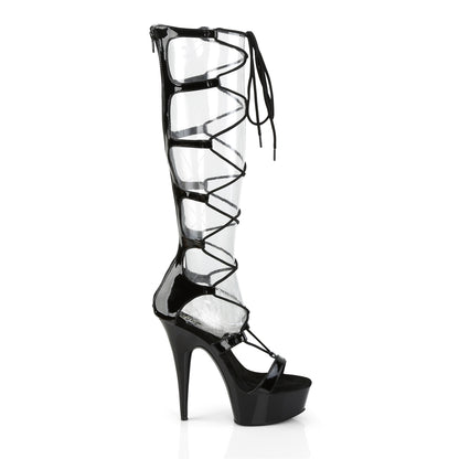 DELIGHT-698 6" Heel Lace-Up P/F Sandal, Back Zip