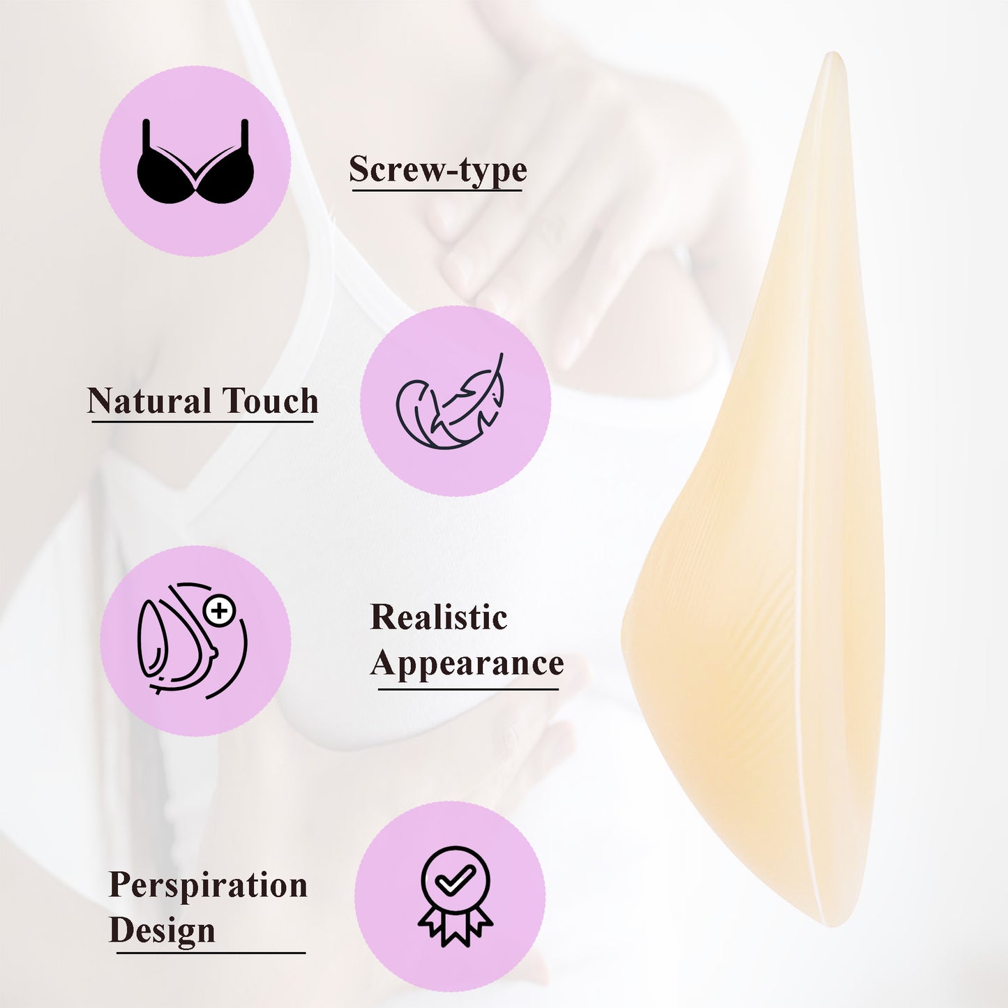 Silicone Breast Forms Massilicone prosthesis mastectomy recovery surgery L-shaped medical grade soft realistic replacement underarm extension asymmetrical left right post cancer survivor pocketed bra crossdresser transgender cosplaytectomy L-shaped, crossdressers, transgender, cosplay, etc