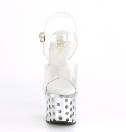 DISCOLITE-708DOTS 7" Heel, 3" PF LED Illuminated Ankle Strap Sandal