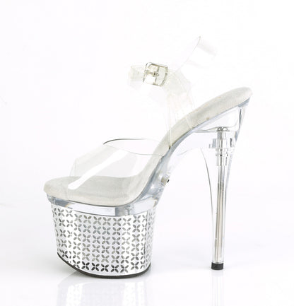 DISCOLITE-708FLP 7" Heel, 3" PF LED Illuminated Ankle Strap Sandal