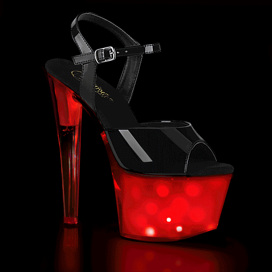 DISCOLITE-709 7" Heel, 2 3/4" PF LED Illuminated Ankle Strap Sandal