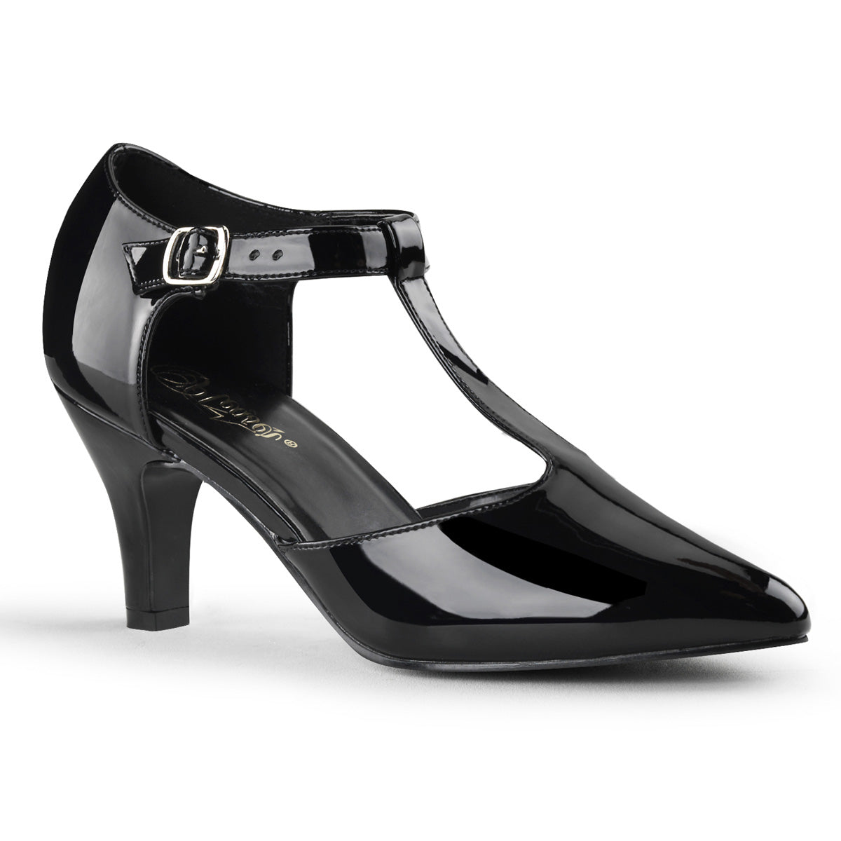 DIVINE-415 3" Block Heel D'orsay Style T-Strap Pump