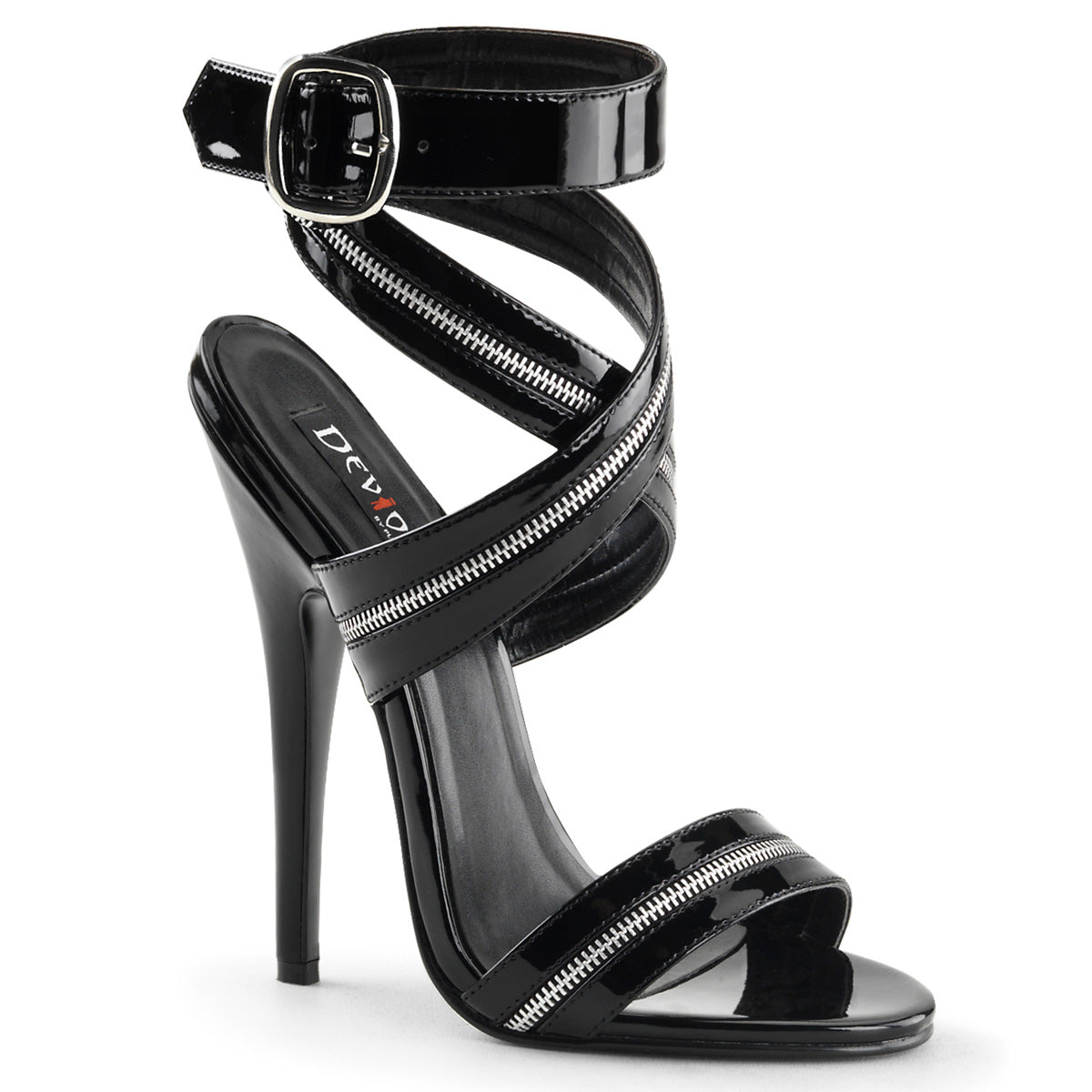 DOMINA-119 6" Zipper-Inlaid Wrap-Around Sandal